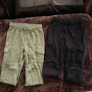 Okie Dokie Kids Sweat Cargo Joggers in Black and Olive